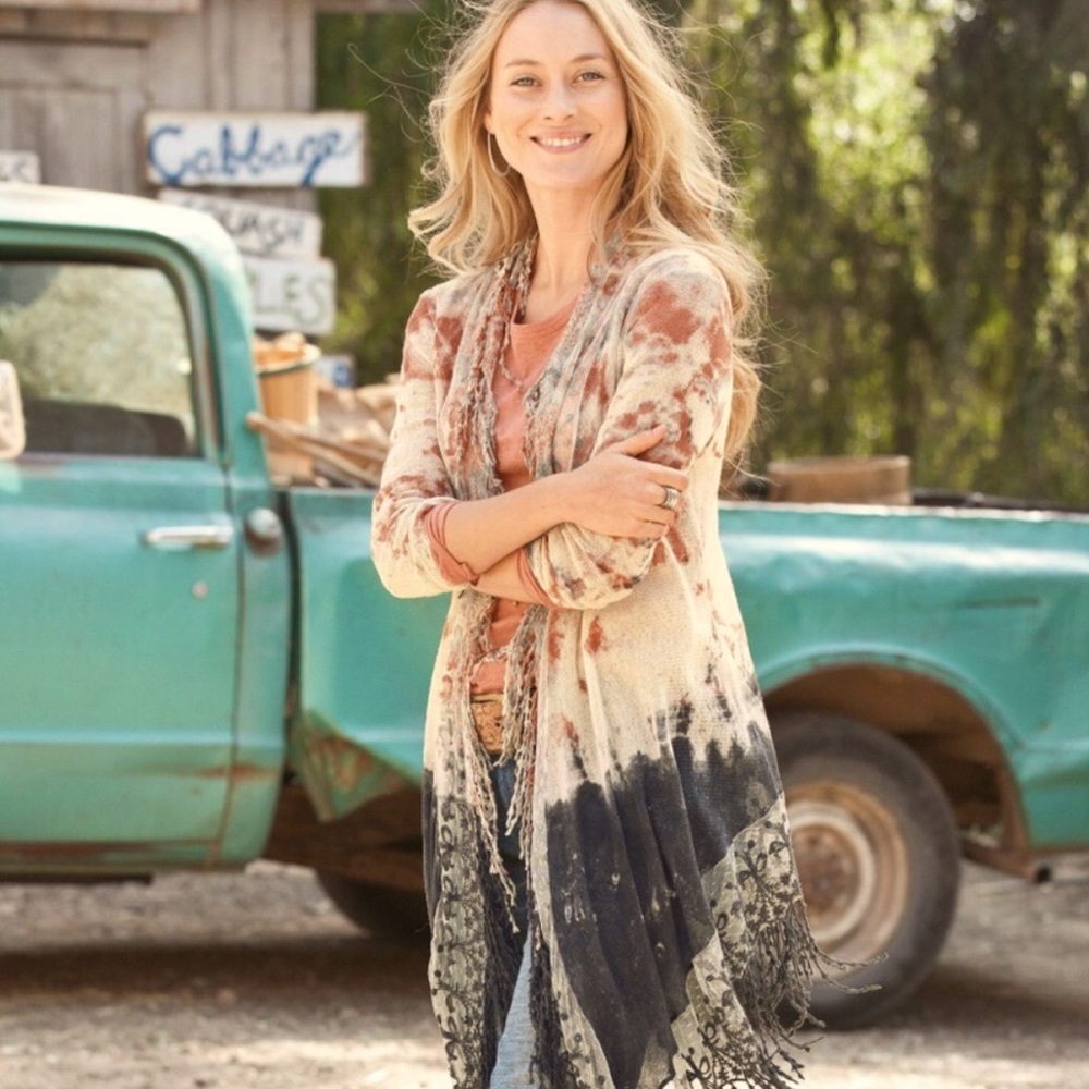 SUNDANCE DAWNS LIGHT WRAP DUSTER SHAWL TIE DYE M